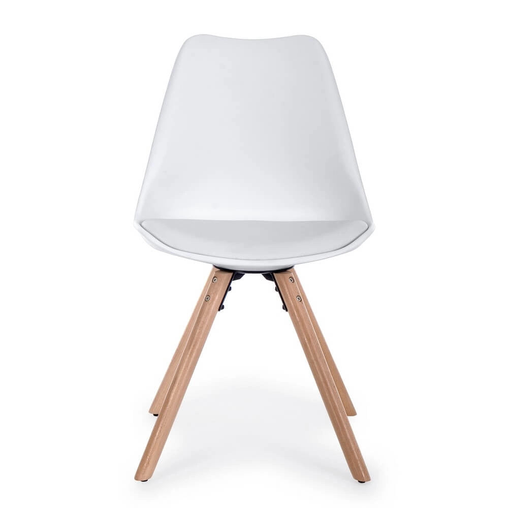 Set di 4 Sedie Design Nordico con Cuscino in Similpelle e Gambe in Faggio - FIO