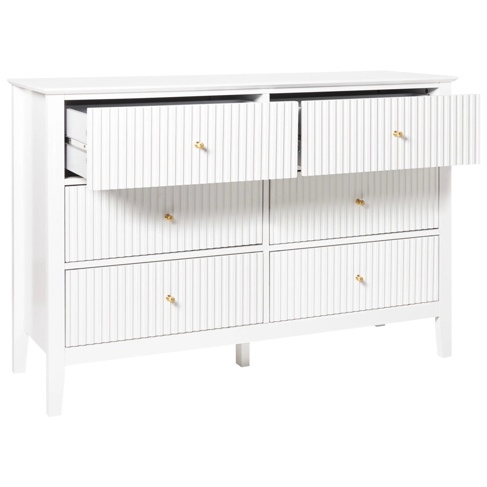 Cassettiera a 6 cassetti in MDF bianco con maniglie in oro Soggiorno elegante