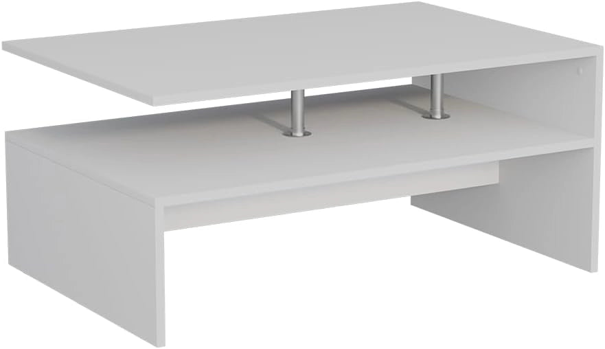 Tavolino da salotto Amato, Bianco/Sonoma, 90 x 52.6 cm, con ripiano sotto il piano del tavolo per riporre oggetti