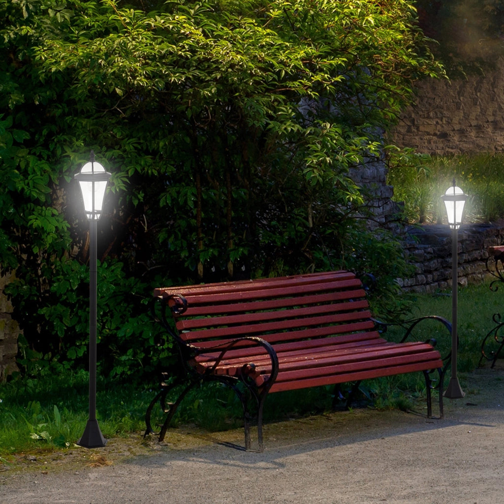 Lampada Solare Da Giardino Doppia Ø18,5 X H129 Cm Plastica Nera Per Esterni Con Sensore Crepuscolare