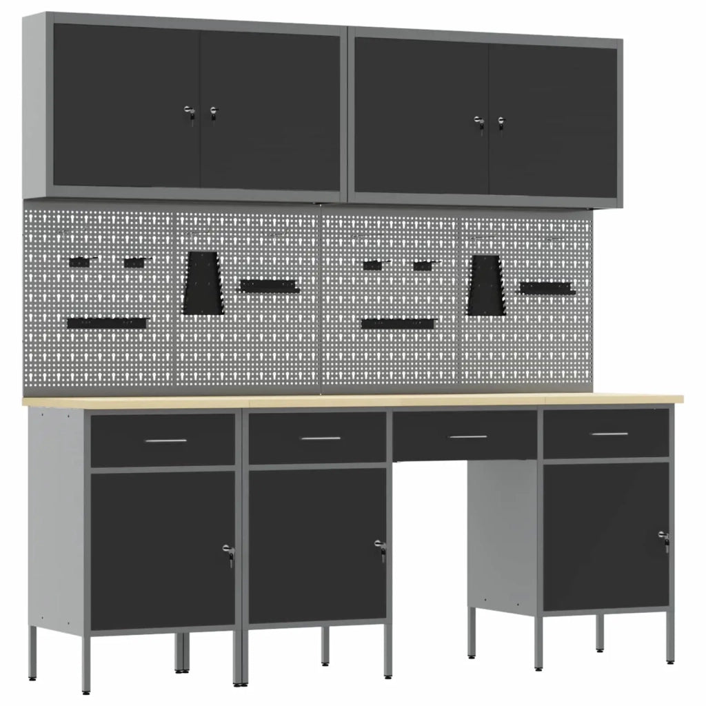 Mobile da lavoro 10 pcs Nero Legno ingegnerizzato e acciaio 3321470