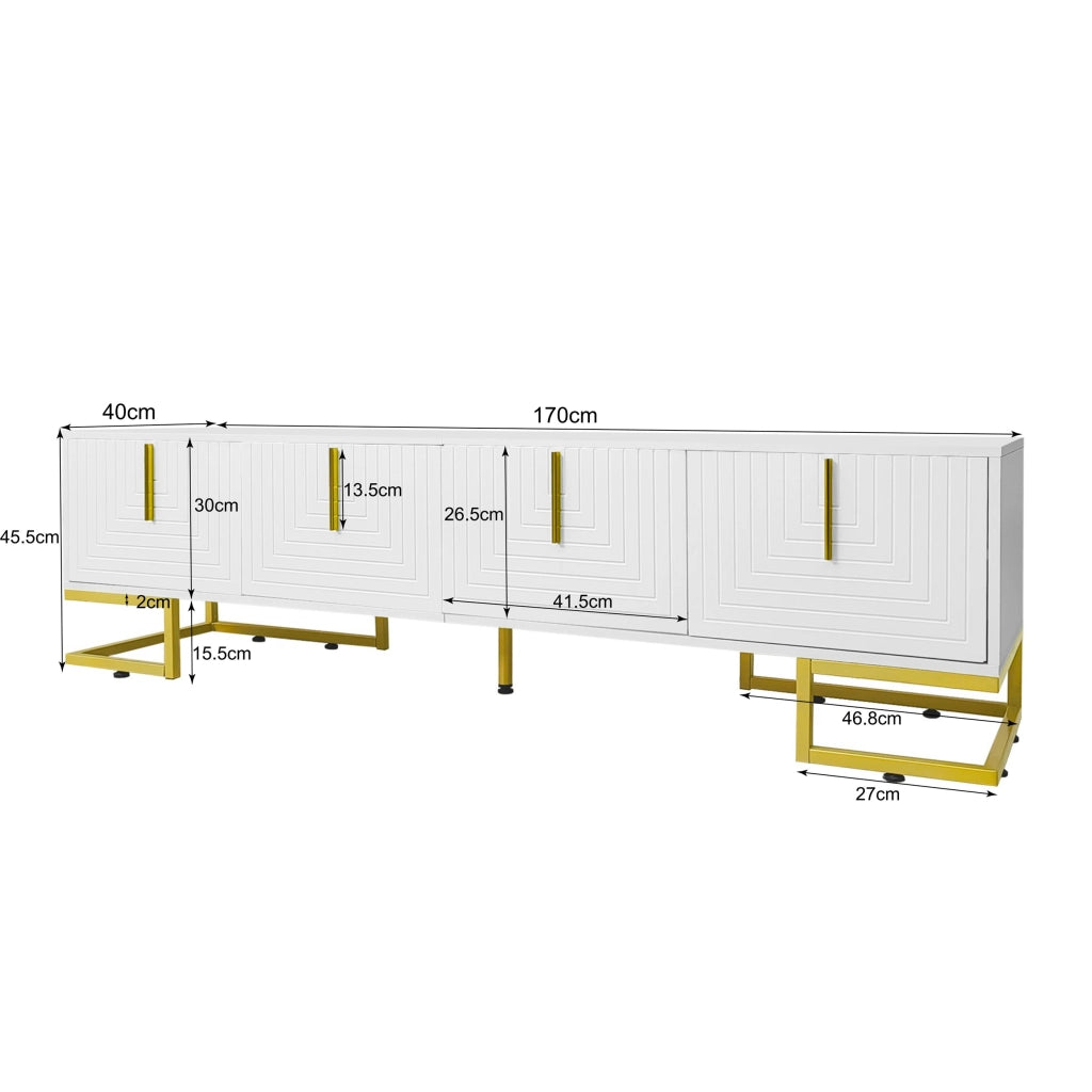 Mobile TV con 4 Ante e Ripiani Integrati; Cerniere Ammortizzate; Piedini Regolabili; in Pannello Truciolare; Bianco; 170??40??45;5 cm