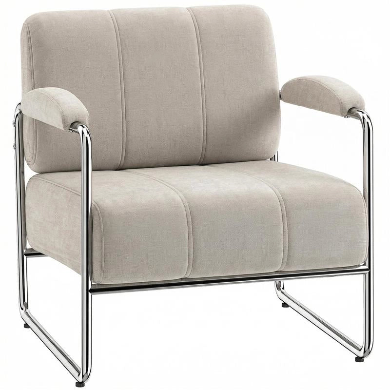POLTRONA SALOTTO E POLTRONCINA CAMERA DA LETTO IN CINIGLIA MORBIDA, BEIGE