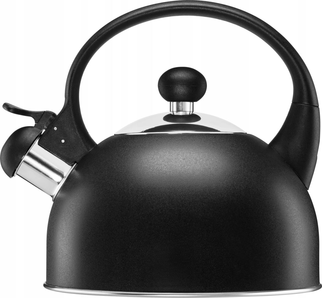 Bollitore a gas/induzione KADAX con fischietto, 1,7 l, in acciaio antracite, stile tradizionale.