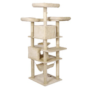 Albero tiragraffi beige con motivo a zampe 172cm Con amache, cucce per gatti e palline