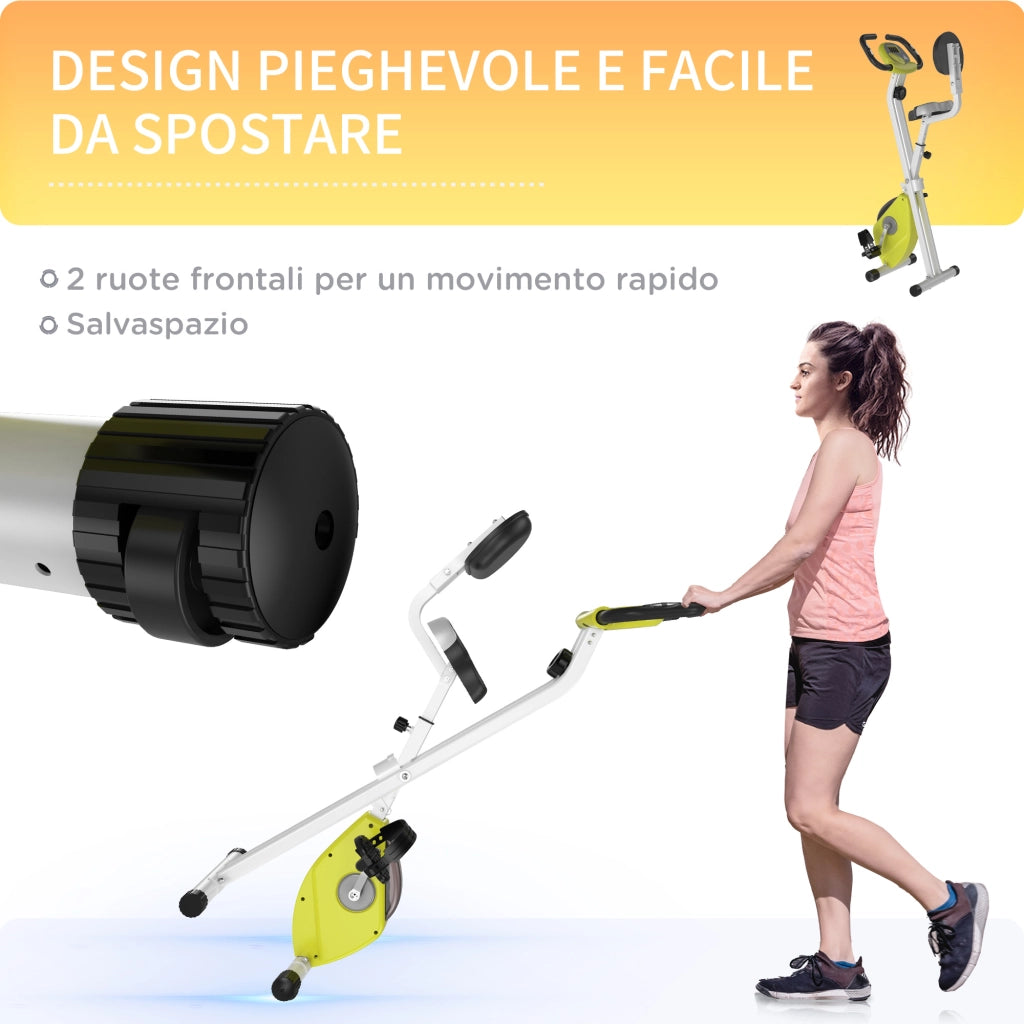 Cyclette Pieghevole da Casa Magnetica con Schermo LCD ¨C zephmum ¨C Giallo 43x97x109cm