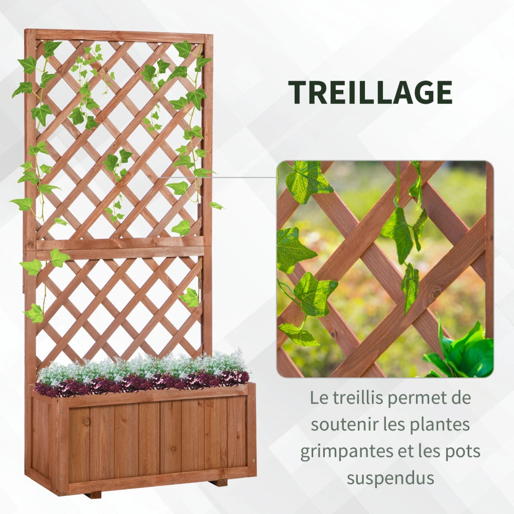 Fioriera con Griglia ¨C Minimal ¨C Legno di Pino 72.5x31.5x149.5 cm