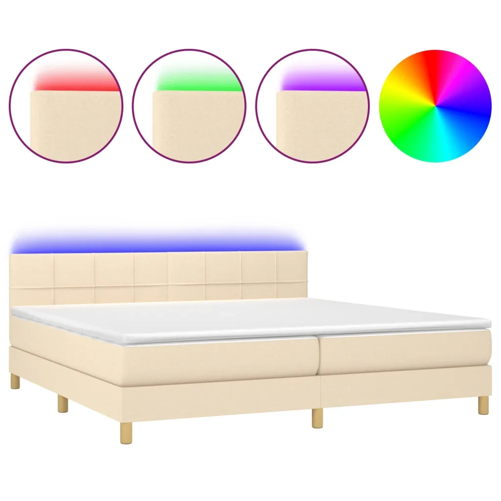 Letto a Molle Materasso e LED bianco 200x200cm in Tessuto cod mxl 63093