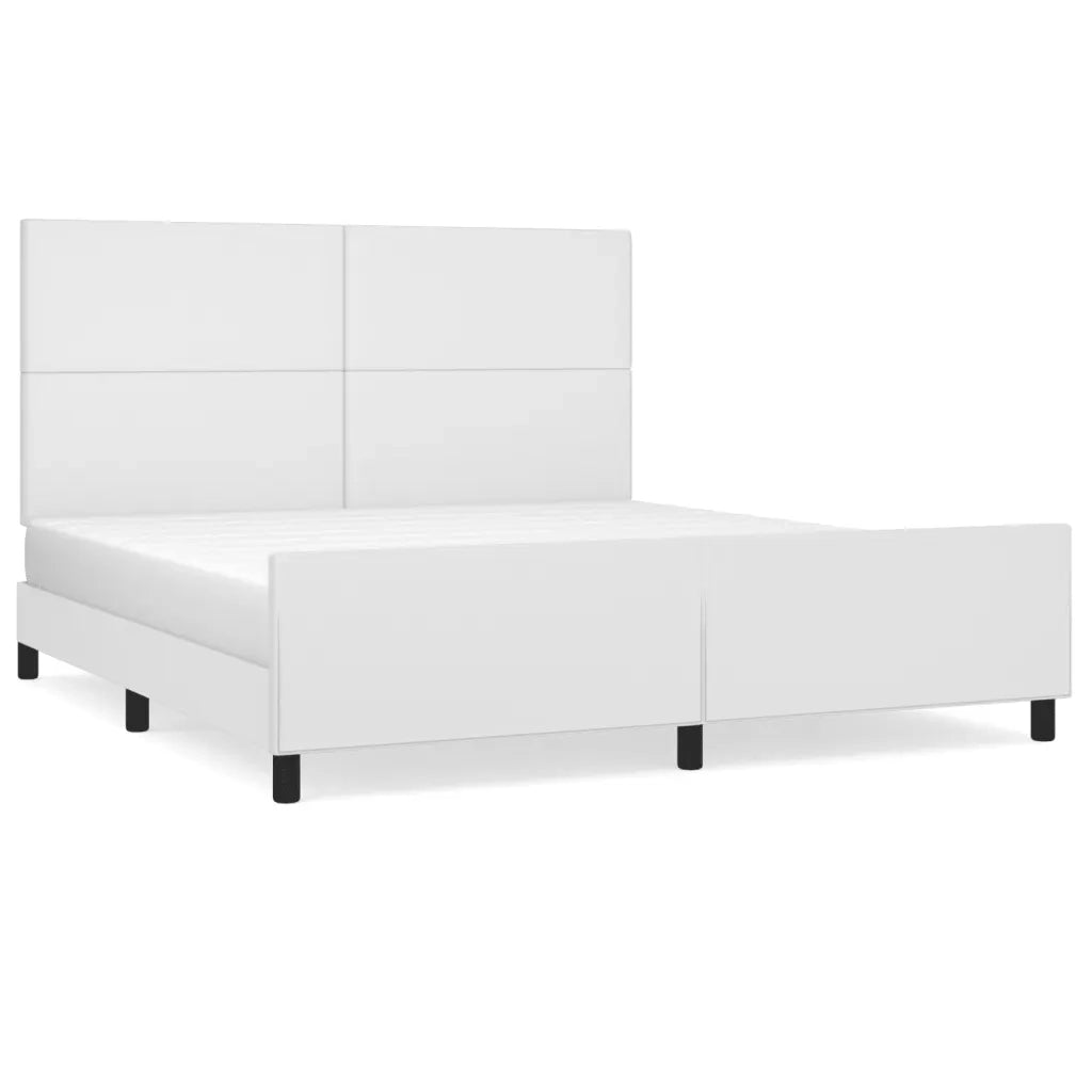 Giroletto con Testiera-Struttura letto con testiera Bianco 160x200 cm in Similpelle