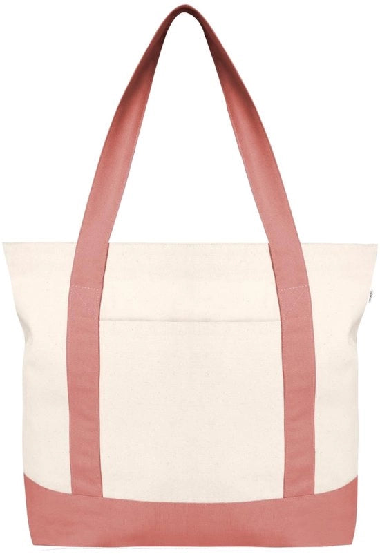 Borsa a Tela Grande per Donne con Cerniera e Tasca Interna, 100% Cotonato Biologico