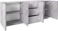 Credenza 4 Ante + 3 Cassetti 224,1x44,2x86 cm Ping Cemento Bronx