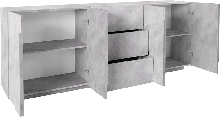 Credenza 4 Ante + 3 Cassetti 224,1x44,2x86 cm Ping Cemento Bronx