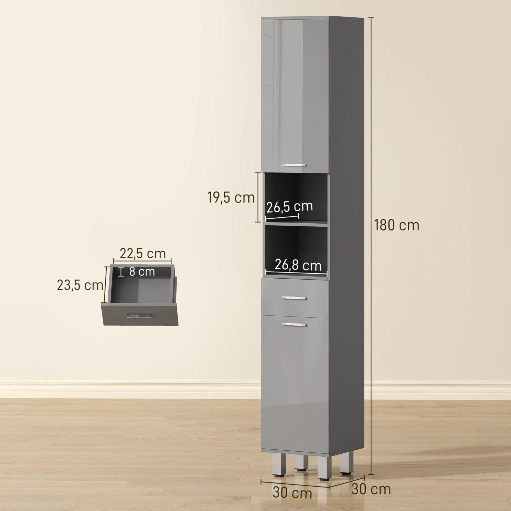 Armadietto Bagno con Ripiani e Cassetti Regolabile ¨C Minimal ¨C Grigio