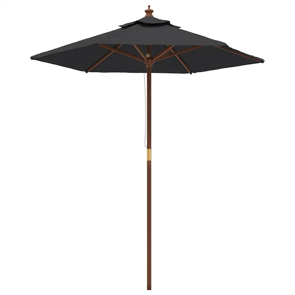 Ombrellone da Giardino-Ombrello da Balcone con Palo in Legno Nero 196x231 cm