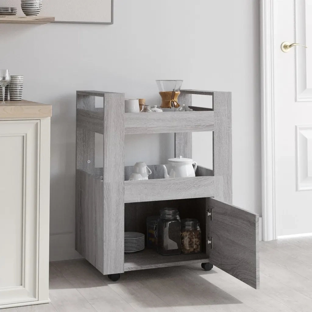 Carrello da Cucina-Scaffale per Cucina Grigio Sonoma 60x45x80 cm Legno Multistrato