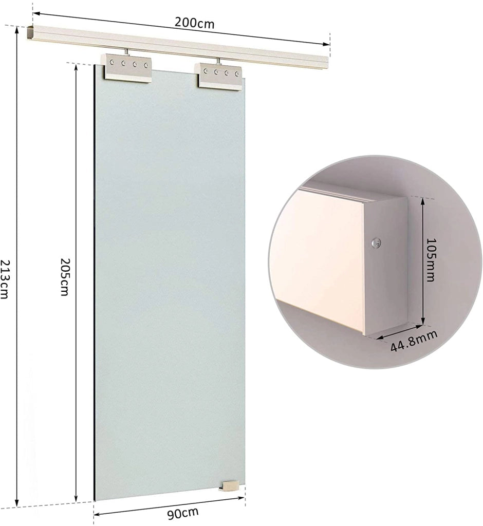 Porta Scorrevole Vetrata 90x205 cm Temperata Satinata