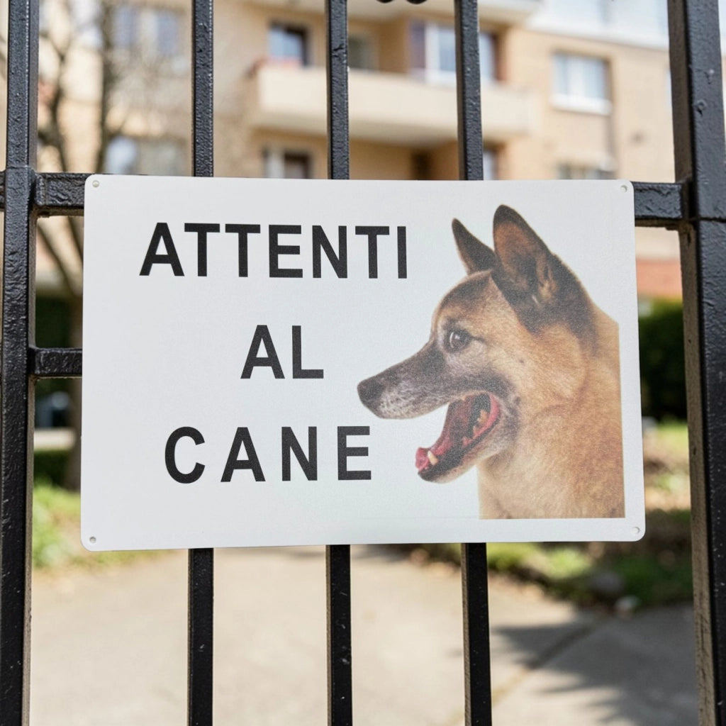 Cartello Attenti al Cane 30x20 cm con 4 Fori e Adesivi 884897