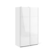 Guardaroba 2 ante Severin, Mobile camera da letto, Cabina armadio portabiti, Armadio appendiabiti, 122x62 h220 cm, Bianco lucido