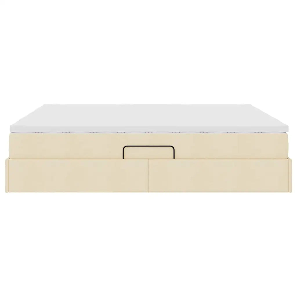 Letto con contenitore e materasso Crema 200 x 200 cm Poliestere
