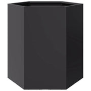Fioriera | Cassetta per fiori | Vaso da Giardino Nera Esagono 46x40x45 cm in Acciaio