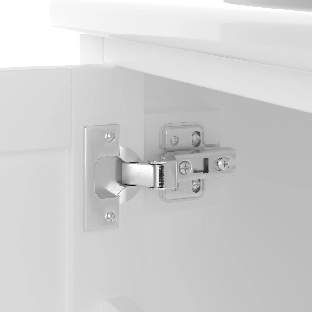 Mobile sottolavabo da bagno con lavabo integrato in ceramica, tre cassetti, anta con ripiano, bianco 76 × 46 × 83,5 cm