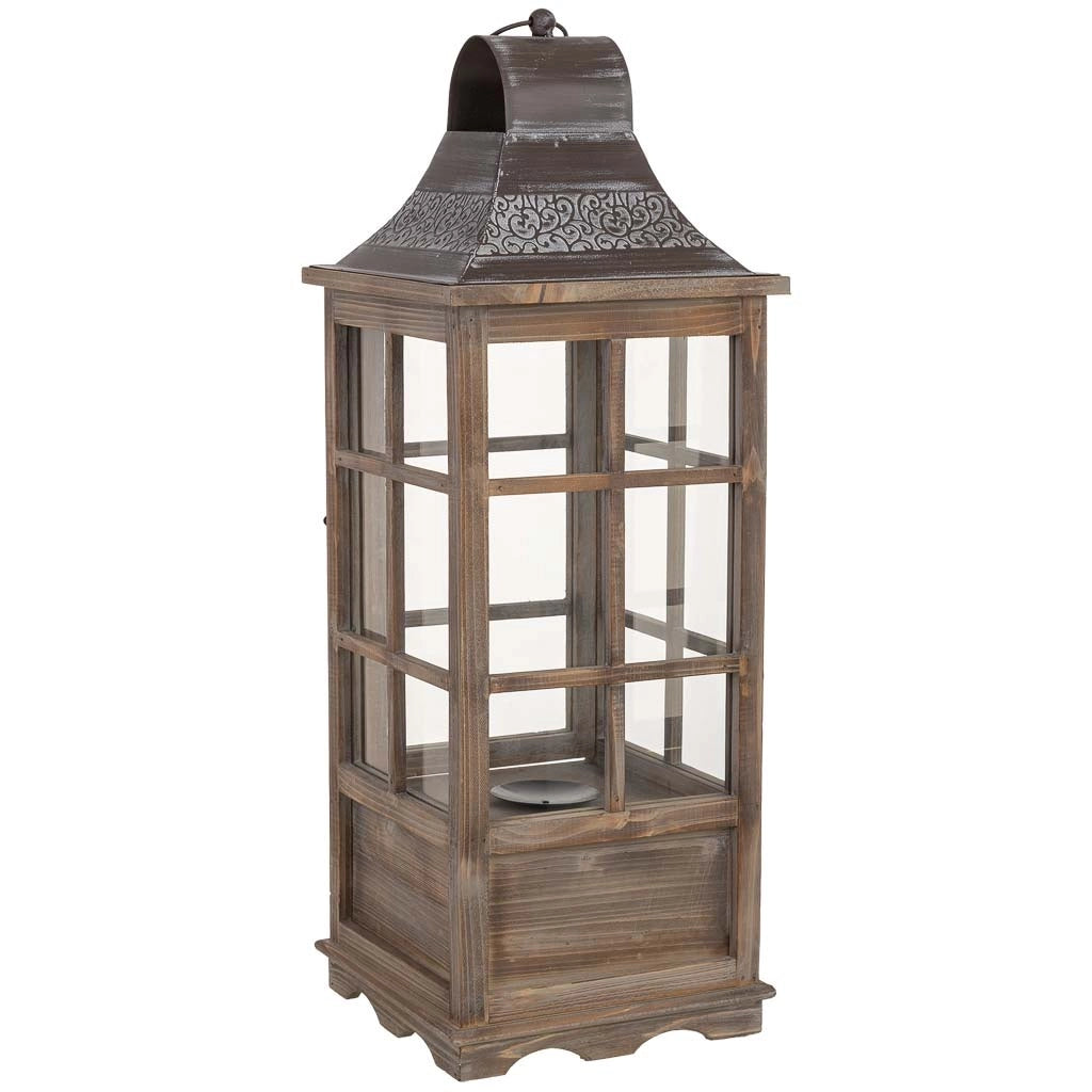 Lanterna in legno 24x24x68h cm