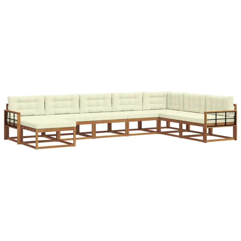 Set di divani da esterno con cuscino 8 pcs Naturale e Crema