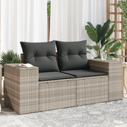 Divano da Giardino con Cuscini 2 Posti-Sofa da Giardino-Divano da esterno Grigio Chiaro Polyrattan 394837