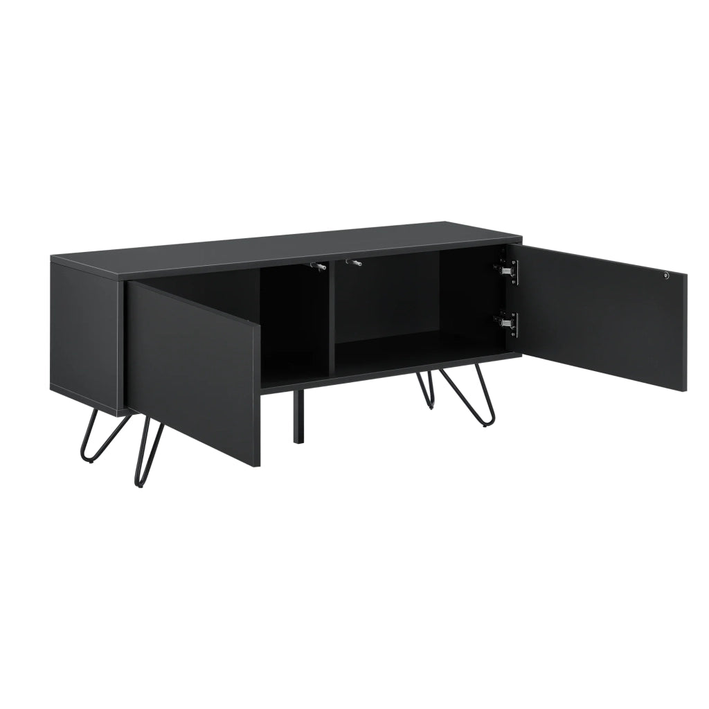 Elegante cassettiera pratico mobile contenitore con 2 ante 47 x 110 x 30 cm nero 03_0006823