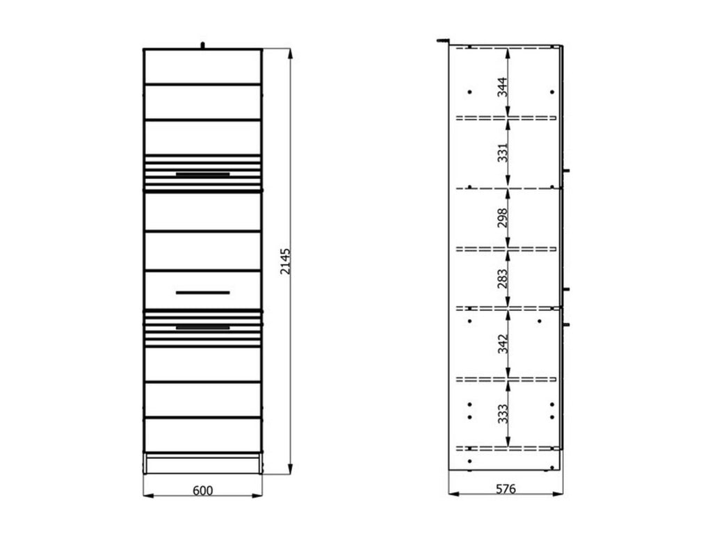Mobile da Cucina Moiolaa, Dispensa da Cucina 5 Ripiani, 60x58x215h cm Bianco