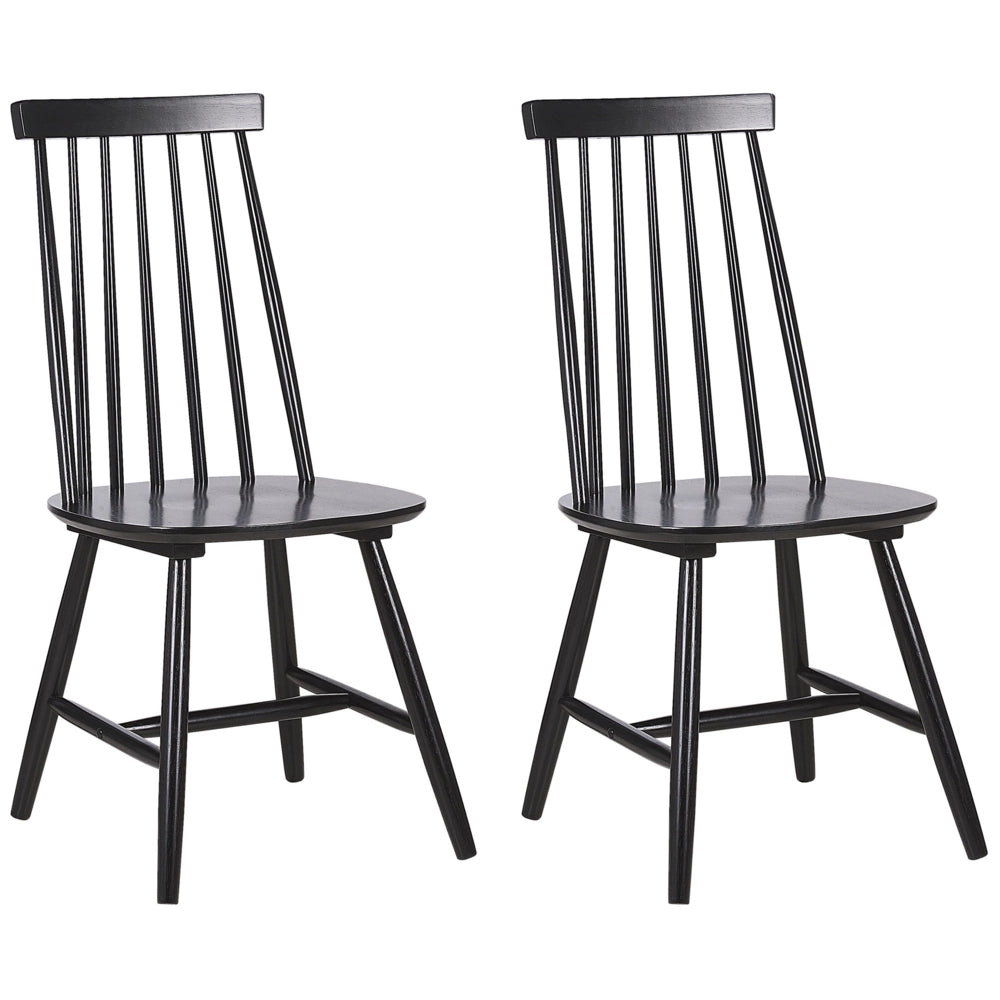 Set di 2 sedie da pranzo Sedia da cucina con schienale in legno massello Nero