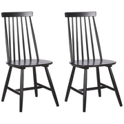 Set di 2 sedie da pranzo Sedia da cucina con schienale in legno massello Nero