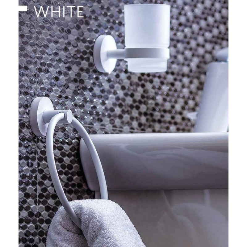 Portabicchieri da parete BIANCO in ottone bianco e vetro 7x9,5x10,5cm