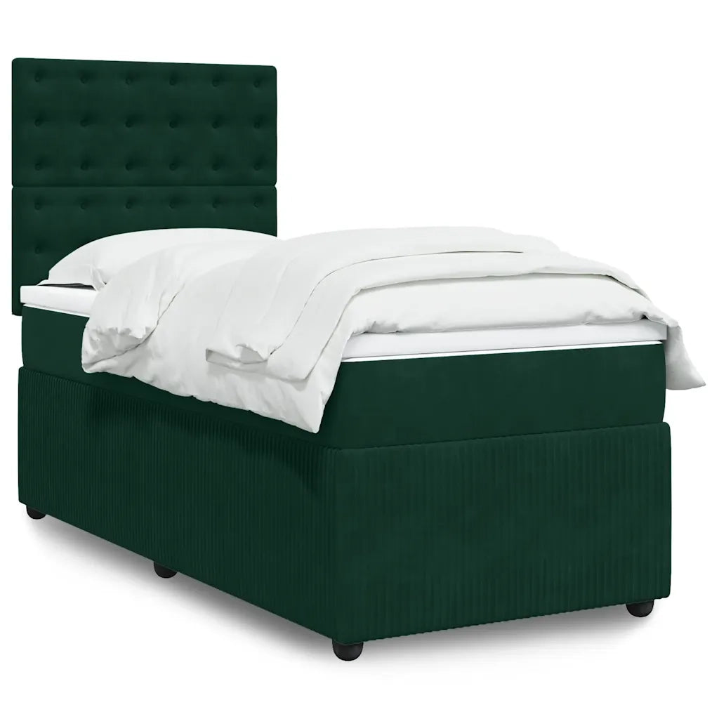 Giroletto a Molle con Materasso Verde Scuro 80x200 cm Velluto 3292205