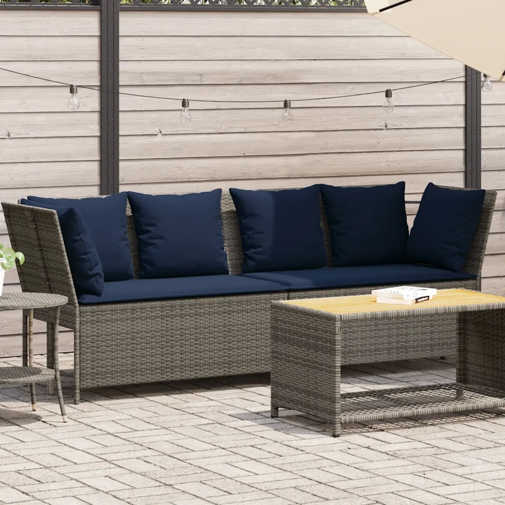 Divano da Giardino con Cuscini in Polyrattan Grigio 4104128