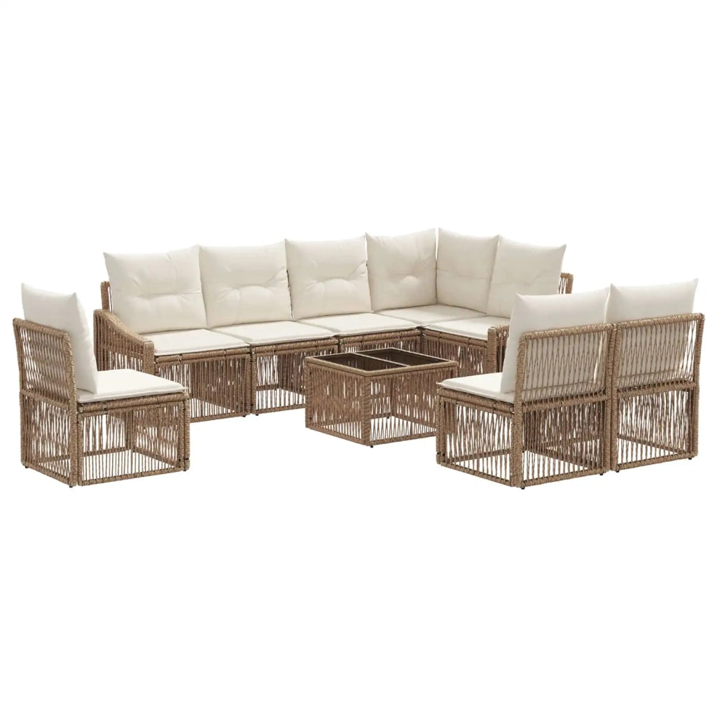 Set Divano da Giardino 9 pcs Beige polyrattan 3436026