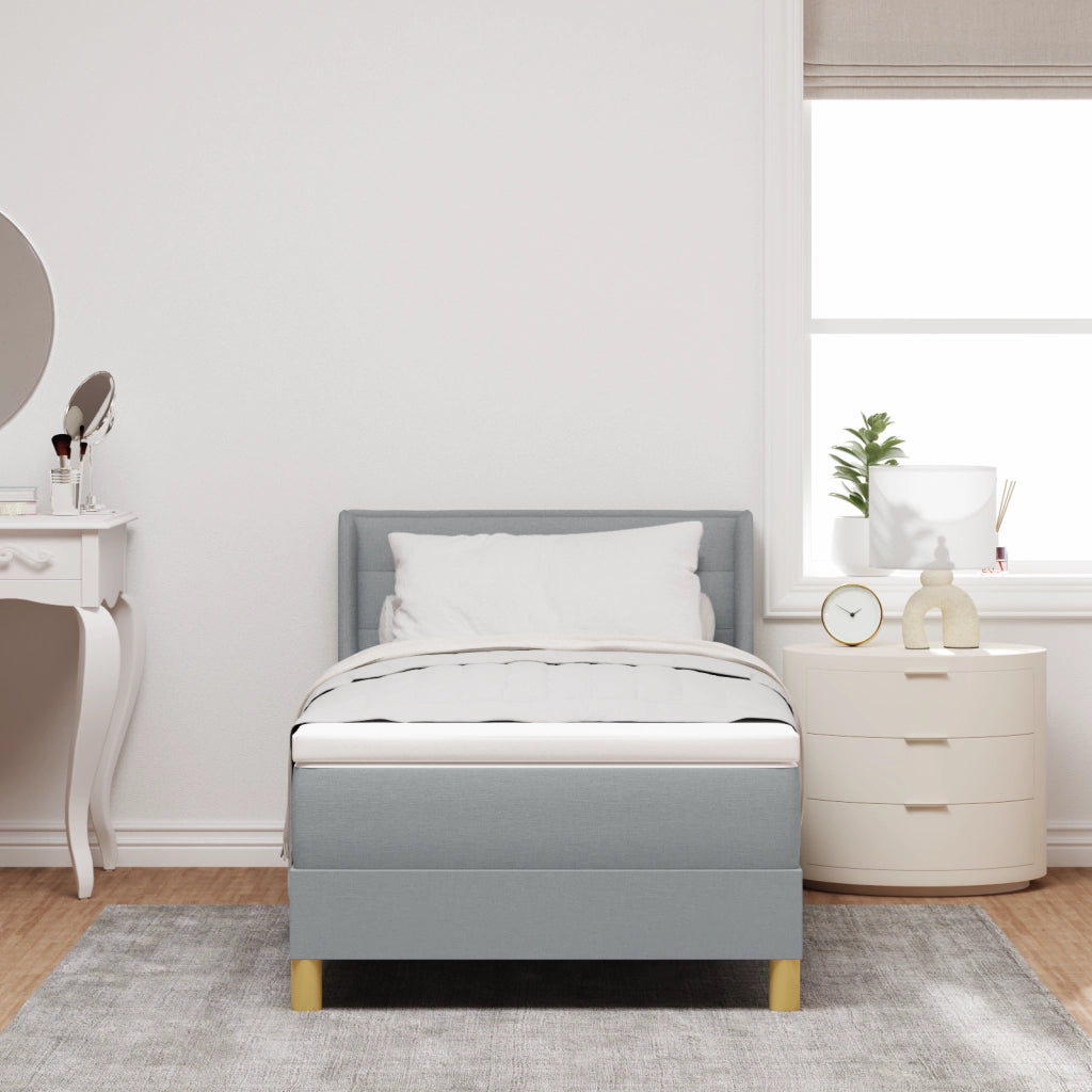 Letto con Box Spring e Materasso Grigio Chiaro 90x200 cm Tessuto