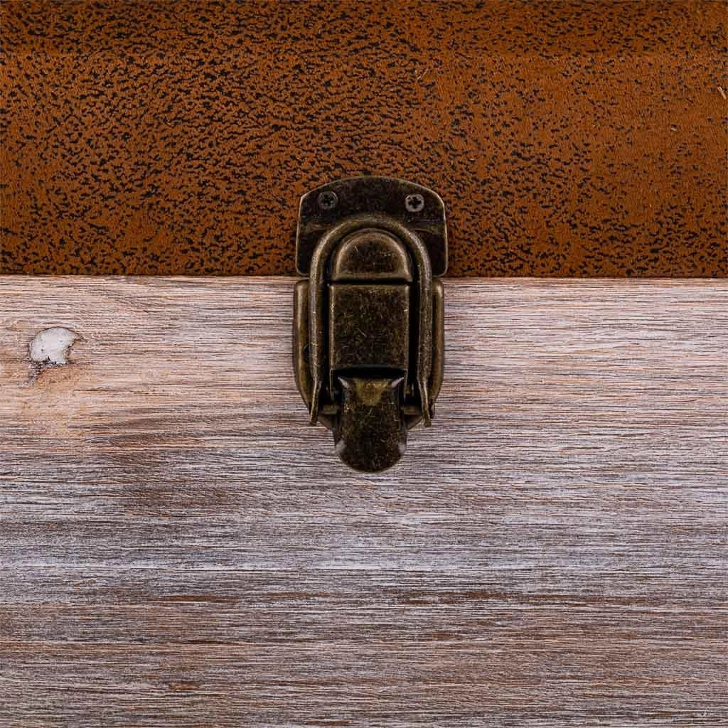 Sgabello con cassetti in legno e similpelle marrone 30x30x28h