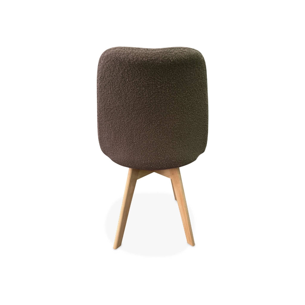 Set 4 sedie scandinave bouclé e gambe in legno, talpa
