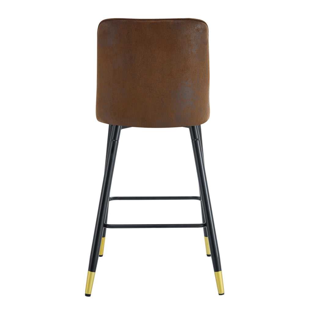 Set 2 Sgabelli da Bar ¨C MINIMAL ¨C Tessuto Marrone, Struttura in Metallo Nero, 100 cm