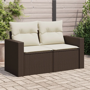 Divano da Giardino a 2 Posti con Cuscini in Polyrattan Marrone 366209