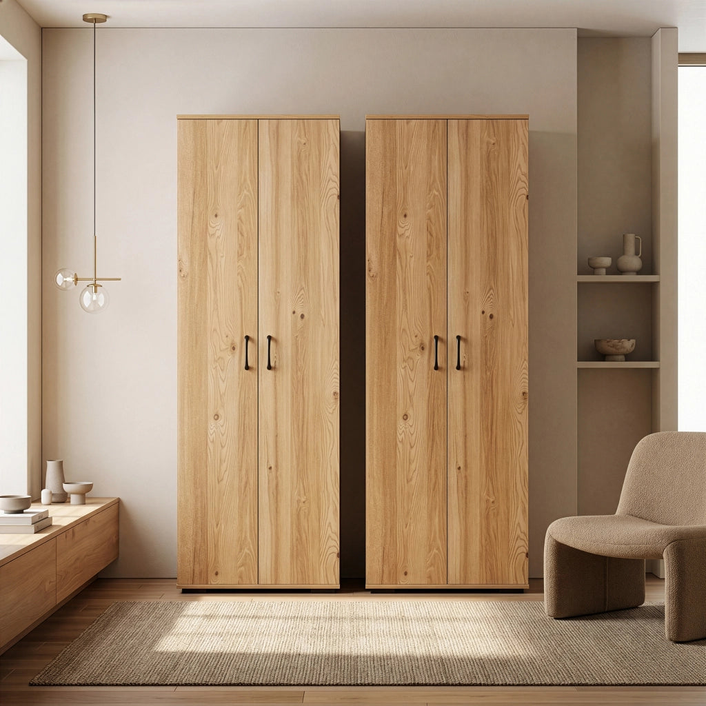 Armadio Multifunzionale Chalvefted a 2 Ante e 5 Ripiani 175x60x35 cm - Effetto Rovere [en.casa]