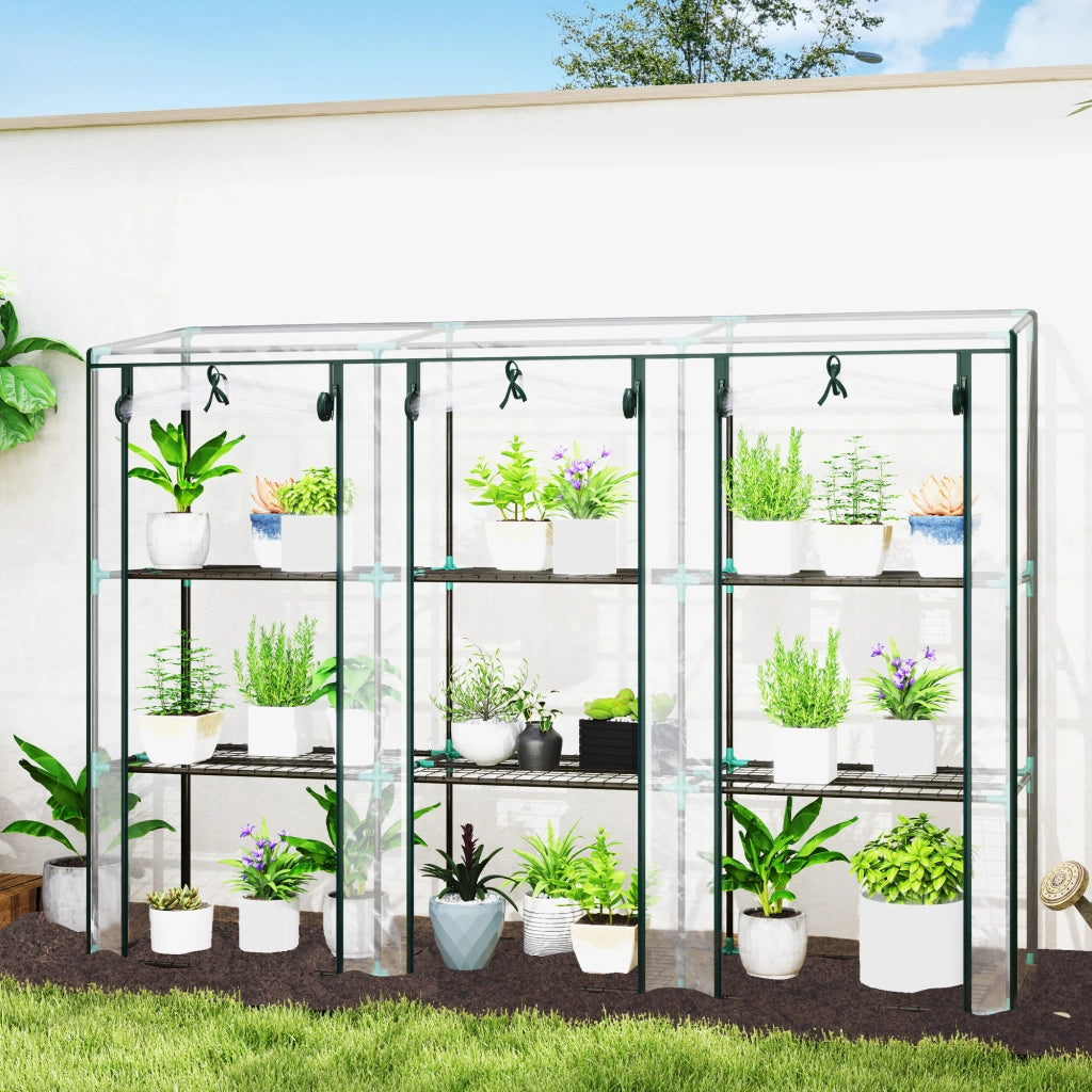 Serra da giardino con scaffali 3 porte scorrevoli ¨C zephmum ¨C trasparente 215x46x151 cm