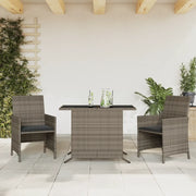 Set da Bistrò 3 pz con Cuscini Grigio in Polyrattan 365119