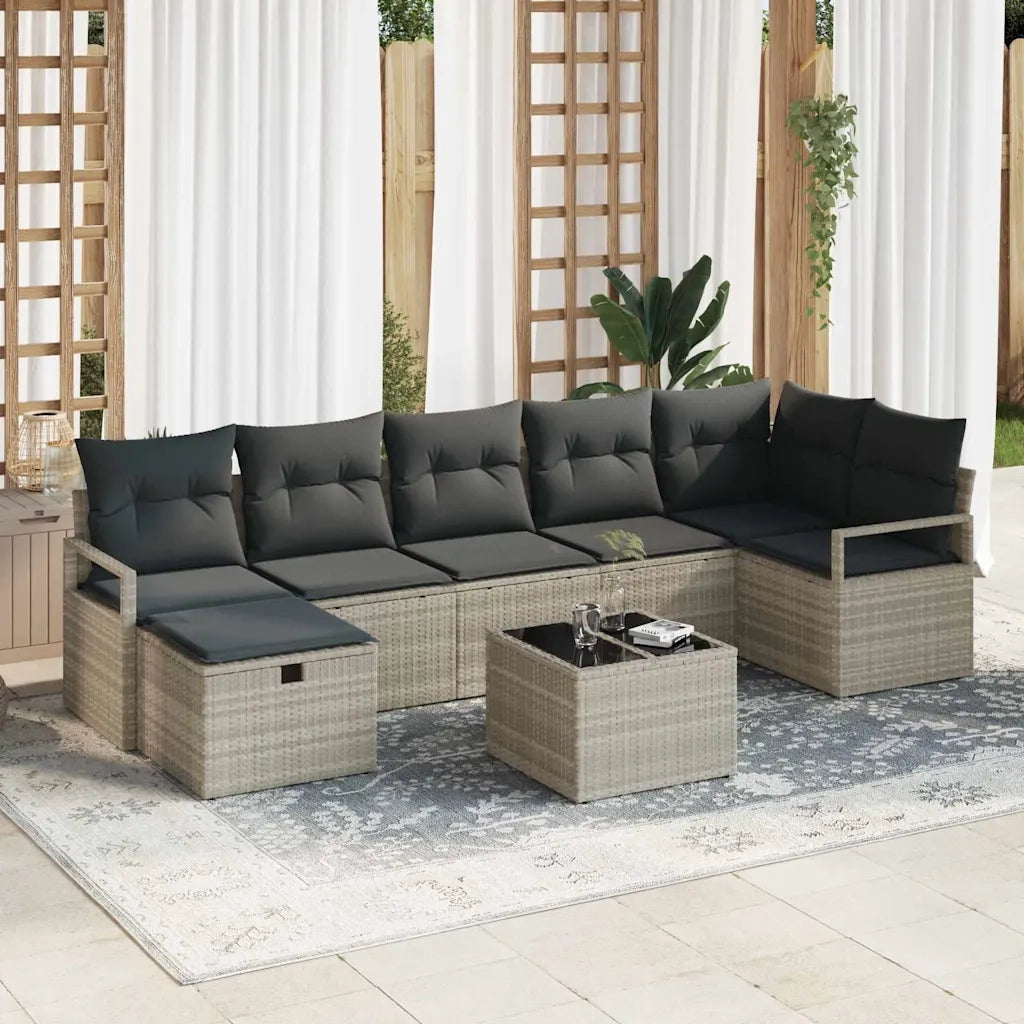 Set di divani con cuscino 8 pcs Grigio chiaro polyrattan 3359211