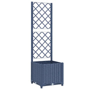 Fioriera | Cassetta per fiori | Vaso da giardino con traliccio blu grigio 40x40x136 cm PP