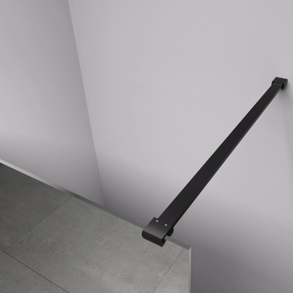 Parete Doccia Walk In 130 cm Cristallo Specchiato 8mm Profili Nero Opaco h200| Cleò