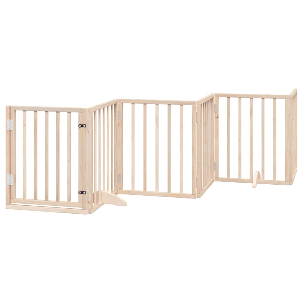 Cancelletto di sicurezza per animali domestici porta pieghevole 15 pannelli legno di pioppo marrone 02_0023193