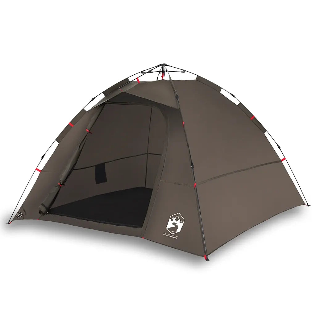 Tenda da Pesca 4 Persone-Tenda da campeggio Marrone a Rilascio Rapido 795682