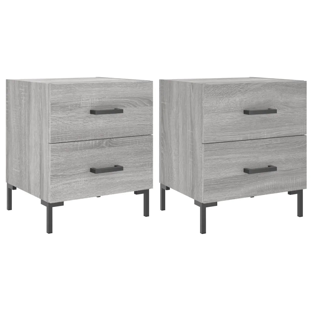 Set di 2 Comodini | Armadio da Notte | Mobiletto da notte Grigio Sonoma 40x35x47,5 cm in Legno Multistrato